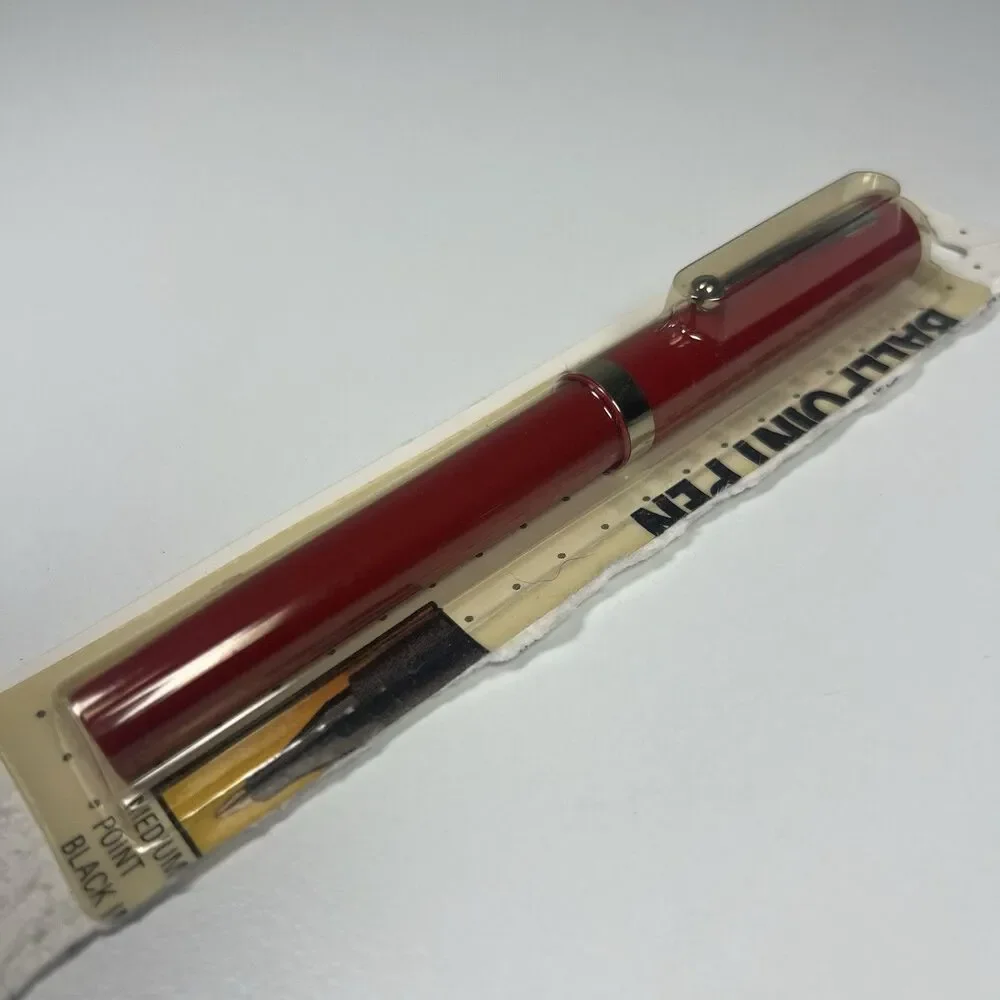 NEW Vintage Sheaffer Red No Nonsense Medium Ball Point Pen Black Ink - Read Disc